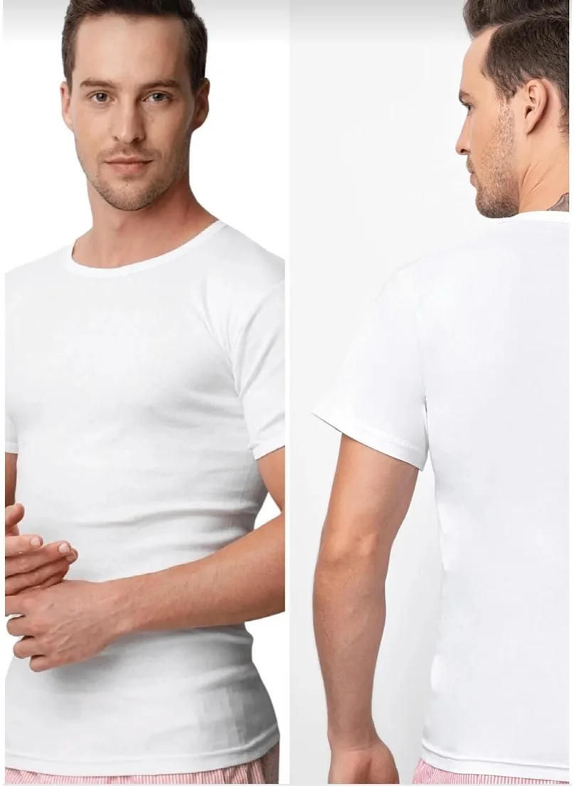 دونكس Lycra Cotton Rib Half Sleeve Round Neck Men's Undershirt