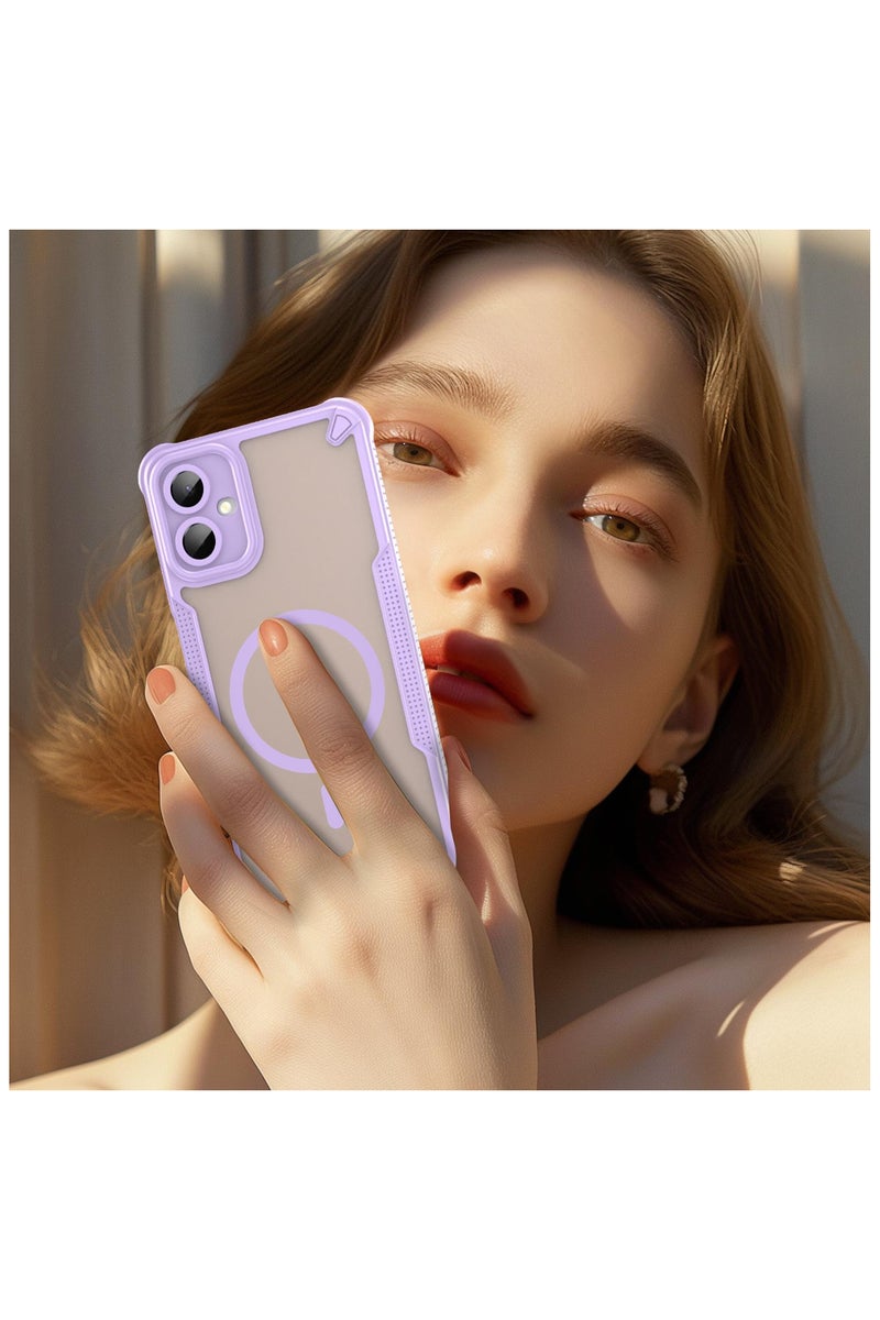 Cover For Samsung Galaxy A06 5G Armor Glaze MagSafe Magnetic Phone Case Raised edges around the screen and camera lens help prevent scratches - Purple - Image 2