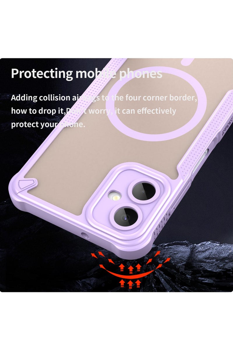 Cover For Samsung Galaxy A06 5G Armor Glaze MagSafe Magnetic Phone Case Raised edges around the screen and camera lens help prevent scratches - Purple - Image 3