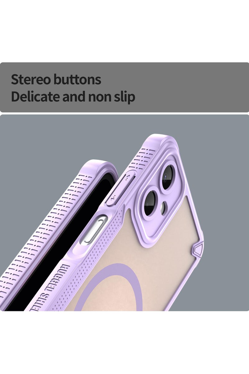 Cover For Samsung Galaxy A06 5G Armor Glaze MagSafe Magnetic Phone Case Raised edges around the screen and camera lens help prevent scratches - Purple - Image 5