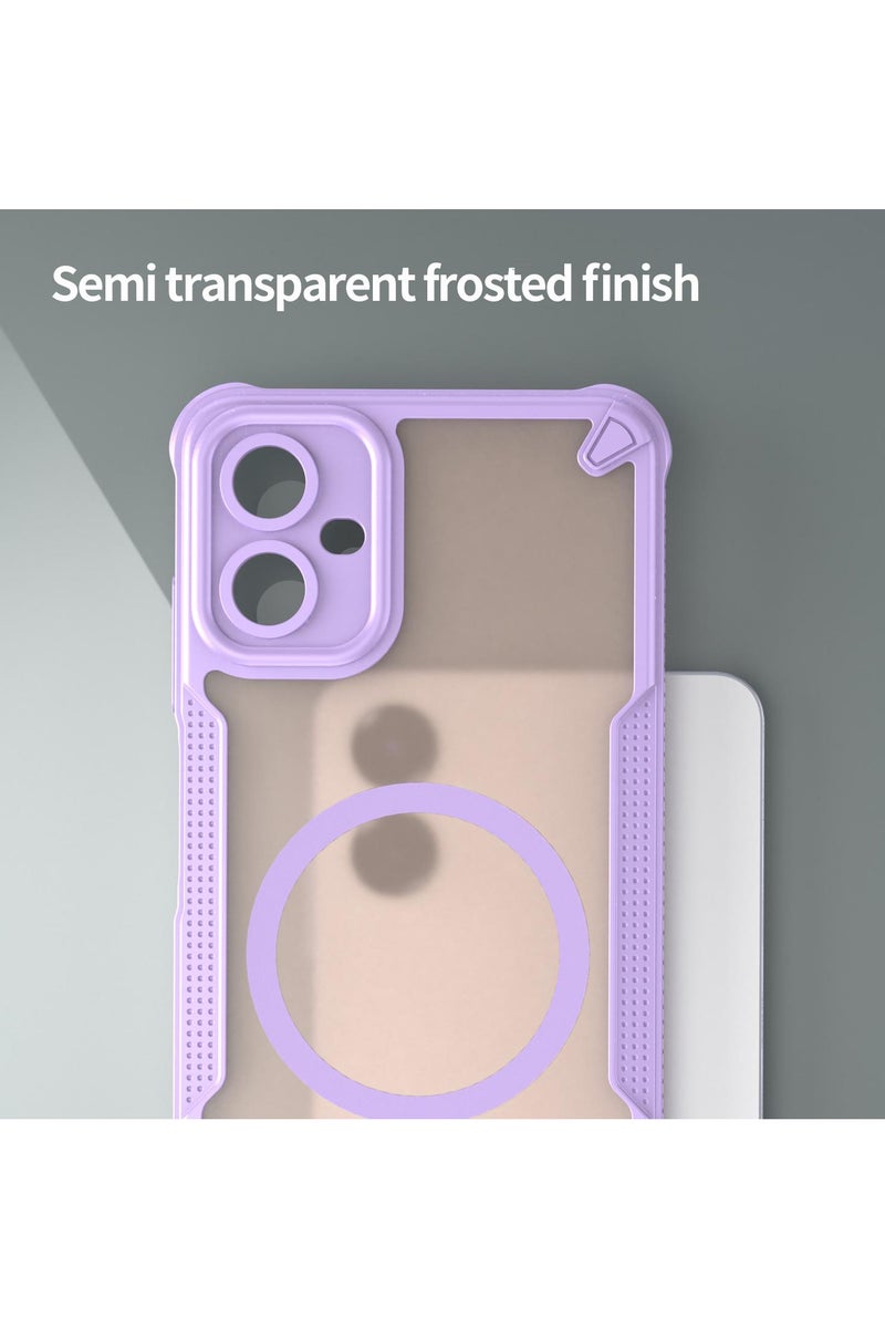 Cover For Samsung Galaxy A06 5G Armor Glaze MagSafe Magnetic Phone Case Raised edges around the screen and camera lens help prevent scratches - Purple - Image 4