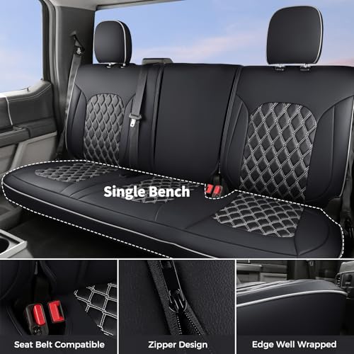 Huidasource Wrangler JK Seat Covers 2 Door Full Set, Front & Rear Full Coverage Leather Seat Cushion Protector Fit for Jeep Wrangler JK 2-Door Sahara Sport Rubicon 2007-2017(Full Set/Black&White) - Image 2
