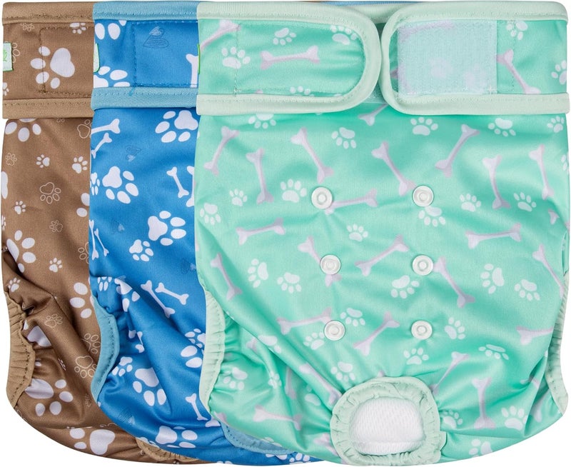 wegreeco Washable Female Dog Diapers Highly Absorbent Reusable Diapers for Dog in Heat Period, 3 Pack (Dog Bone, Medium) - Image 1