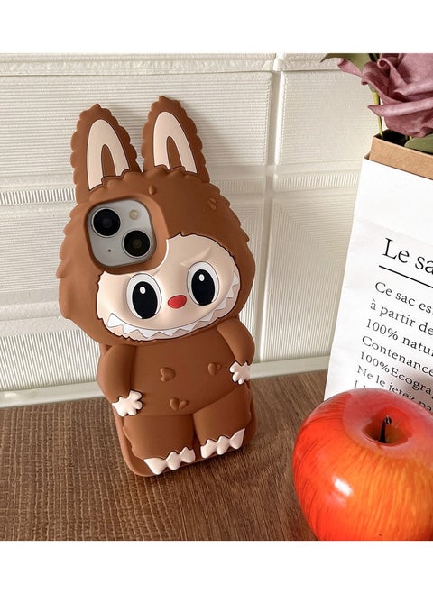 Back covers of iPhone 16, iPhone 16 Pro, iPhone 16 Pro Max,16plus Labbub Apple phone case Cute Compression Stress-Relieving Silicone Phone Case - Standing Style Soft Rubber Silicone Shell