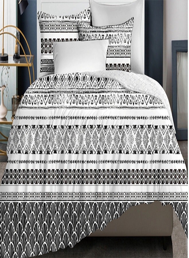 ملاية سرير فاخرة مطبوعة مكونة من 4 قطع الحجم: 235 * 250 + أغطية الوسائد 2 (50 * 70 سم) + 1 (180 * 250 سم).ألياف دقيقة ناعمة وتصميمات أنيقة.