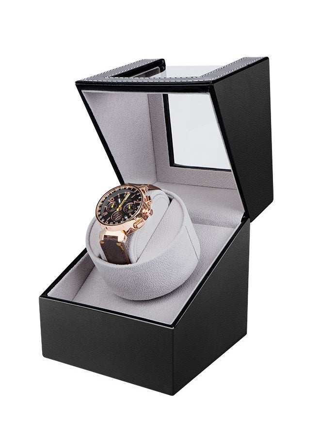 HomarKet Automatic Watch Winder, Black Leather Watch Winder with Quiet Japanese Motor, AC Adapter Powered, Gray Interior Suitable Lady and Man Watches  - Image 1