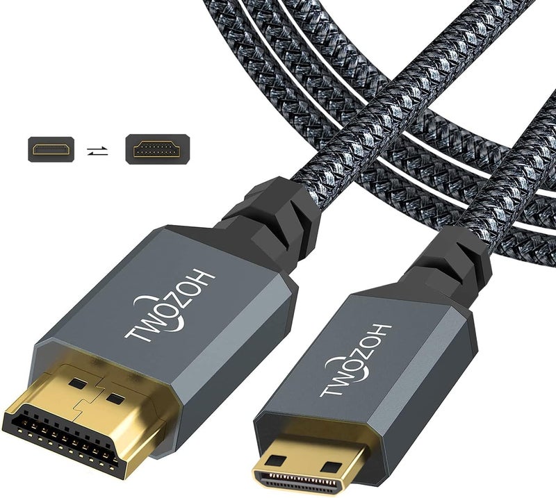 Twozoh Long Mini HDMI to HDMI Cable 7.5M, 4K 60Hz High-Speed HDMI to Mini HDMI 2.0 Braided Lead - Image 1