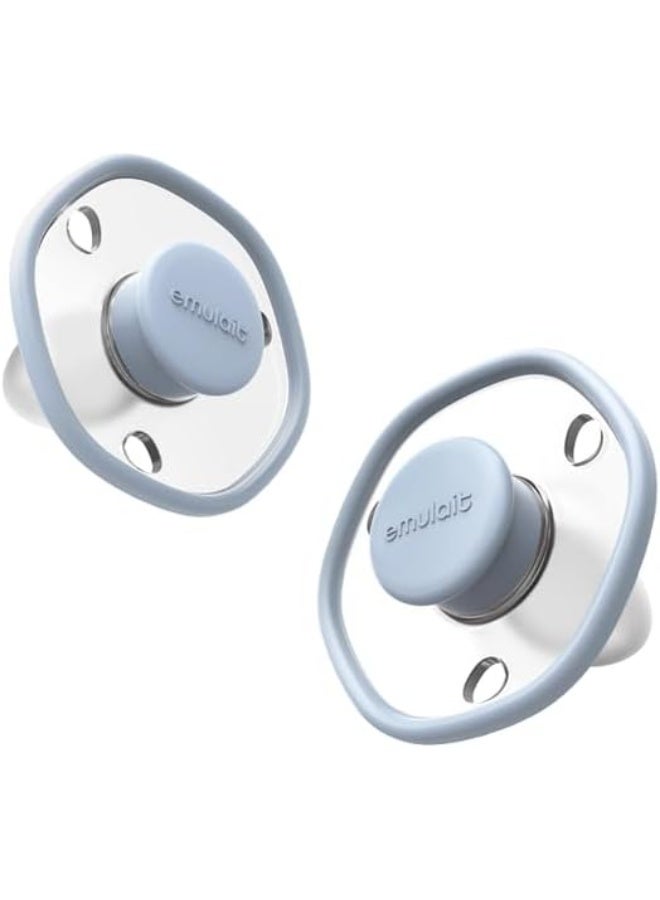 Emulait Baby Pacifier (2 Pack): 0-6 Months - Blu - Image 1