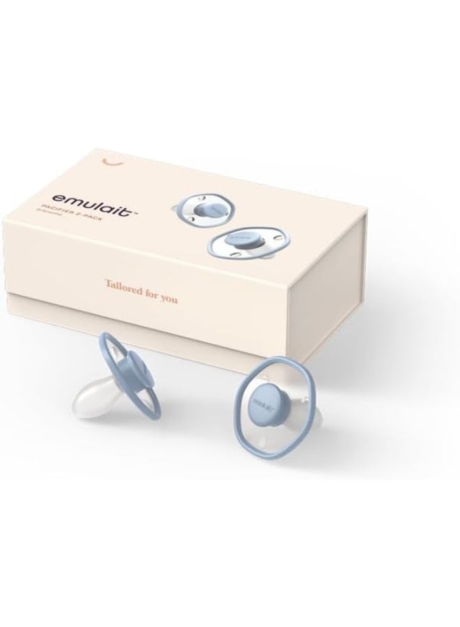 Emulait Baby Pacifier (2 Pack): 0-6 Months - Blu - Image 2