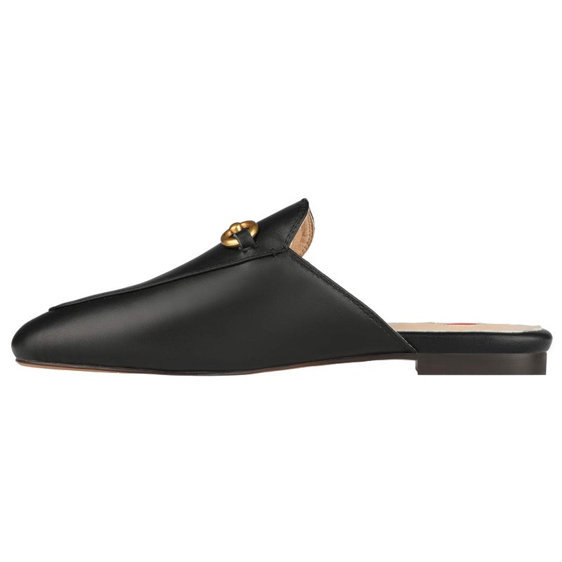 Arqa Mules for Women Leather Slip On Mule Backless Low Heel Loafers Slide Slippers Black - Image 3