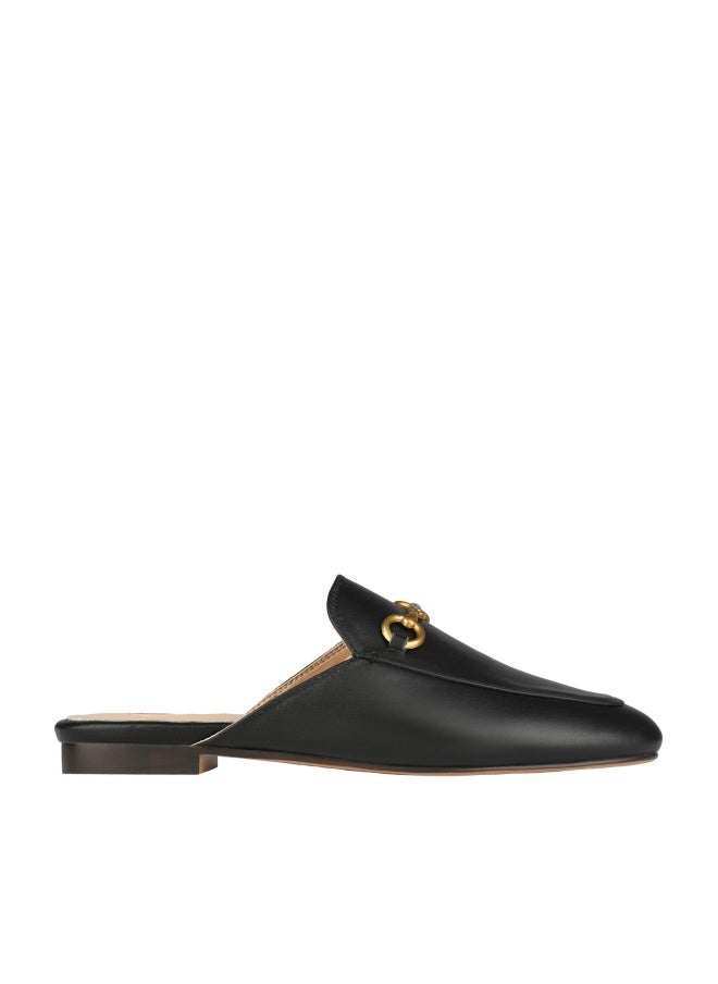 Arqa Mules for Women Leather Slip On Mule Backless Low Heel Loafers Slide Slippers Black - Image 1