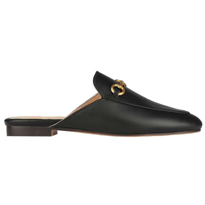 Arqa Mules for Women Leather Slip On Mule Backless Low Heel Loafers Slide Slippers Black - Image 4