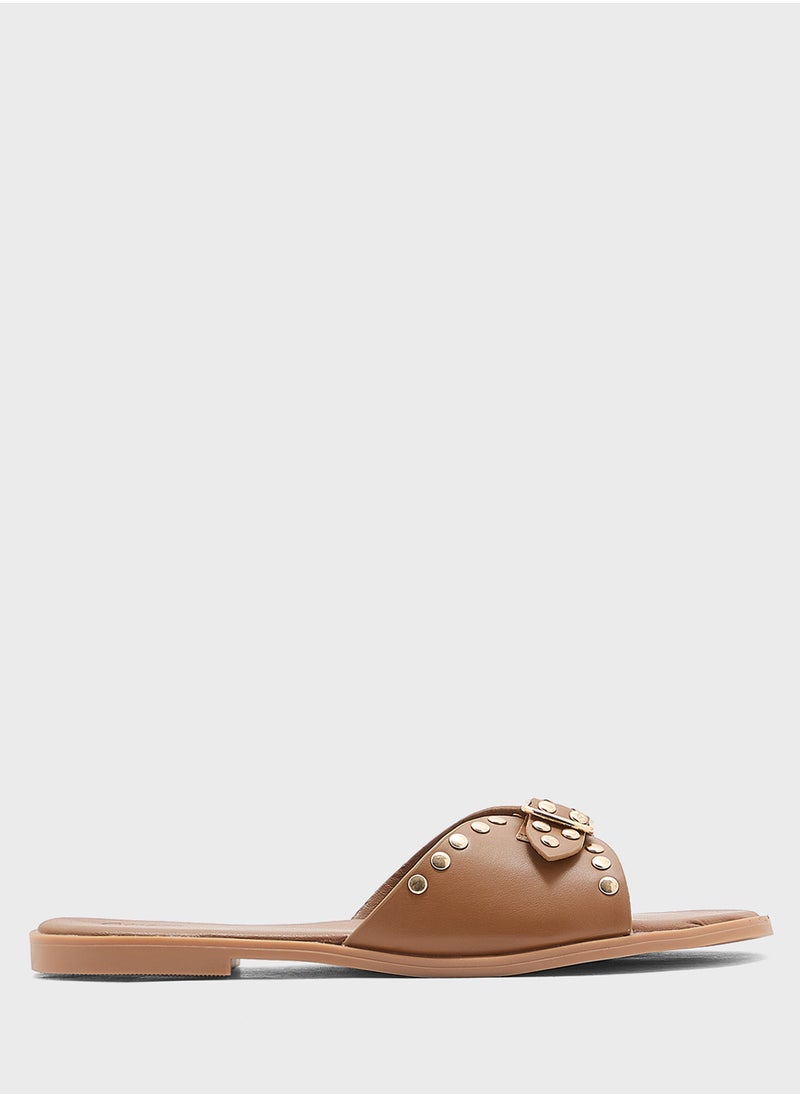 Ginger Chunky Buckle Studded Flat Sandal  - Image 1