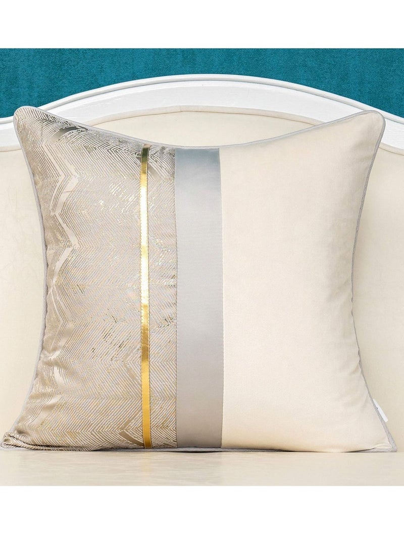 Y&D 18 Inch Pillow Cover Cushion Cover, Silver Gray Geometric Striped Patchwork Decorative Square Lumbar for Sofa Living Room Bedroom Car Pillows  - Image 1