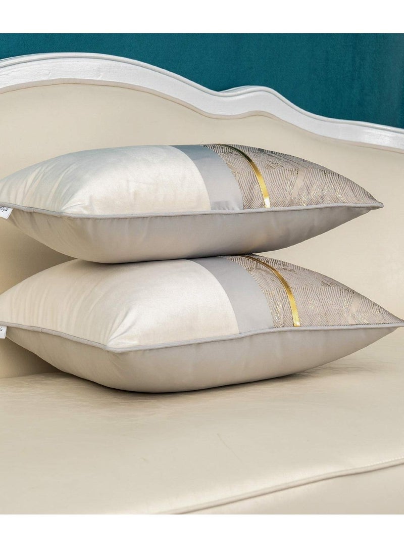 Y&D 18 Inch Pillow Cover Cushion Cover, Silver Gray Geometric Striped Patchwork Decorative Square Lumbar for Sofa Living Room Bedroom Car Pillows  - Image 3
