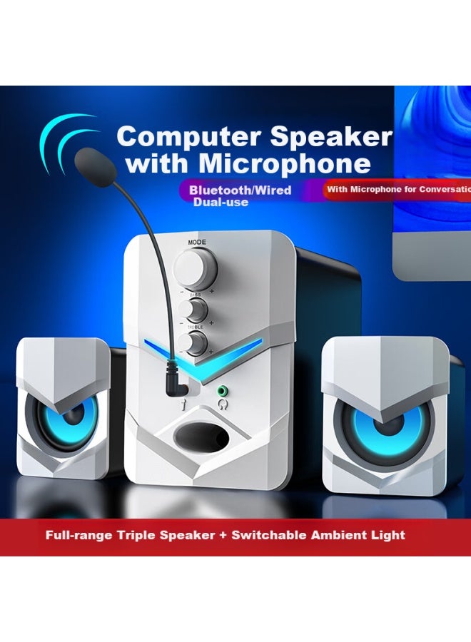 SADA مكبرات صوت الكمبيوتر، مكبرات صوت بلوتوث صغيرة متعددة الوسائط، مضخم صوت مكتبي، مدفع صغير سلكي للاستخدام المنزلي، لابتوب مع ميكروفون، مكبرات صوت 2.1، D-222 - Image 1