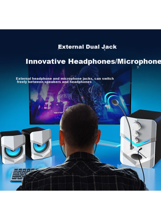 SADA مكبرات صوت الكمبيوتر، مكبرات صوت بلوتوث صغيرة متعددة الوسائط، مضخم صوت مكتبي، مدفع صغير سلكي للاستخدام المنزلي، لابتوب مع ميكروفون، مكبرات صوت 2.1، D-222 - Image 2