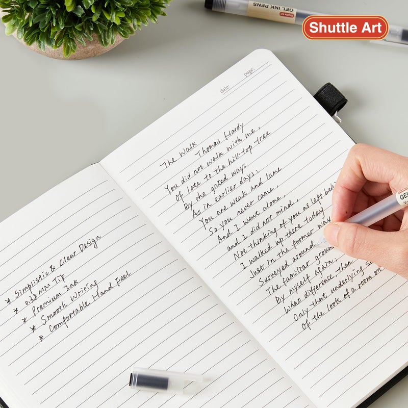 Shuttle Art Gel Ink Ball Point Pens, 15 Pack Black Japanese Style Pens, 0.38mm Extra-Fine Ballpoint Pens for Home, School and Office - Image 4