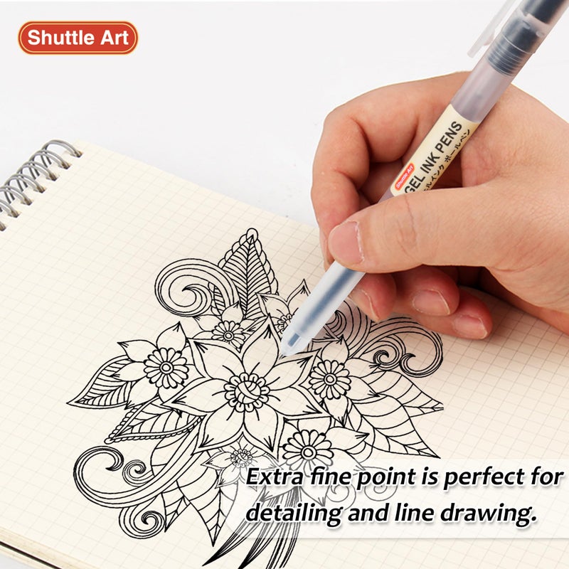 Shuttle Art Gel Ink Ball Point Pens, 15 Pack Black Japanese Style Pens, 0.38mm Extra-Fine Ballpoint Pens for Home, School and Office - Image 5