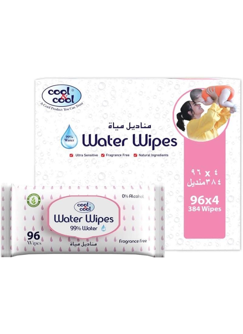 Cool & Cool Aqua Wipes 96 Pieces Pack of 4 - Image 1