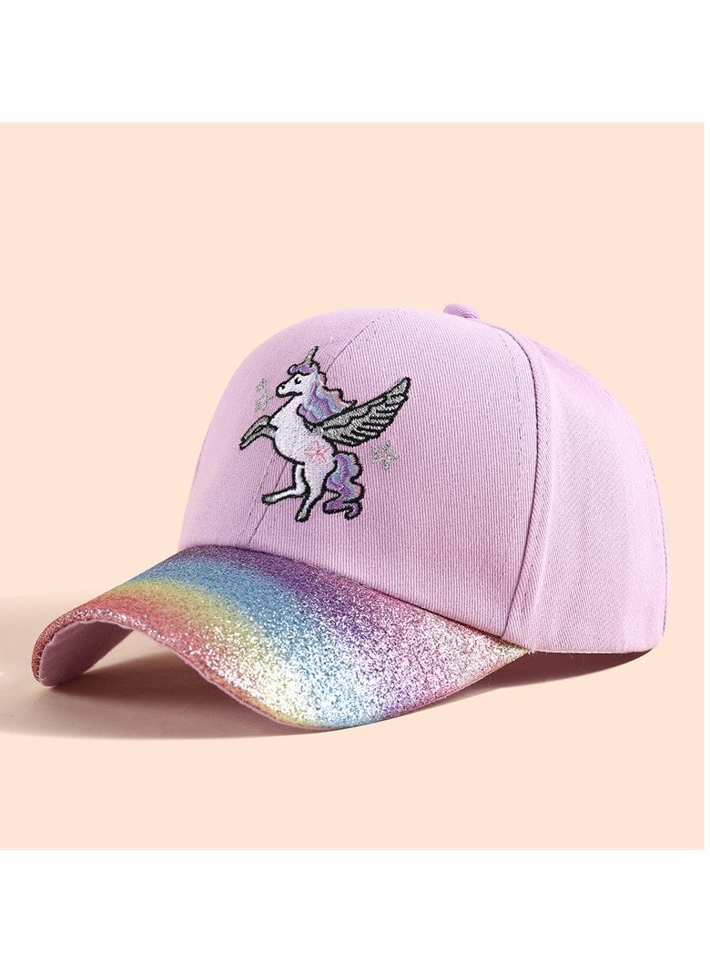 The Girl Cap - The Girl Cap durable cotton Kids Cap, Unicorn Kids Caps are Perfect for Beach, Travelling and Outdoor activities | Rainbow design Easy to match with Different Clothing Styles, Purple - Image 1