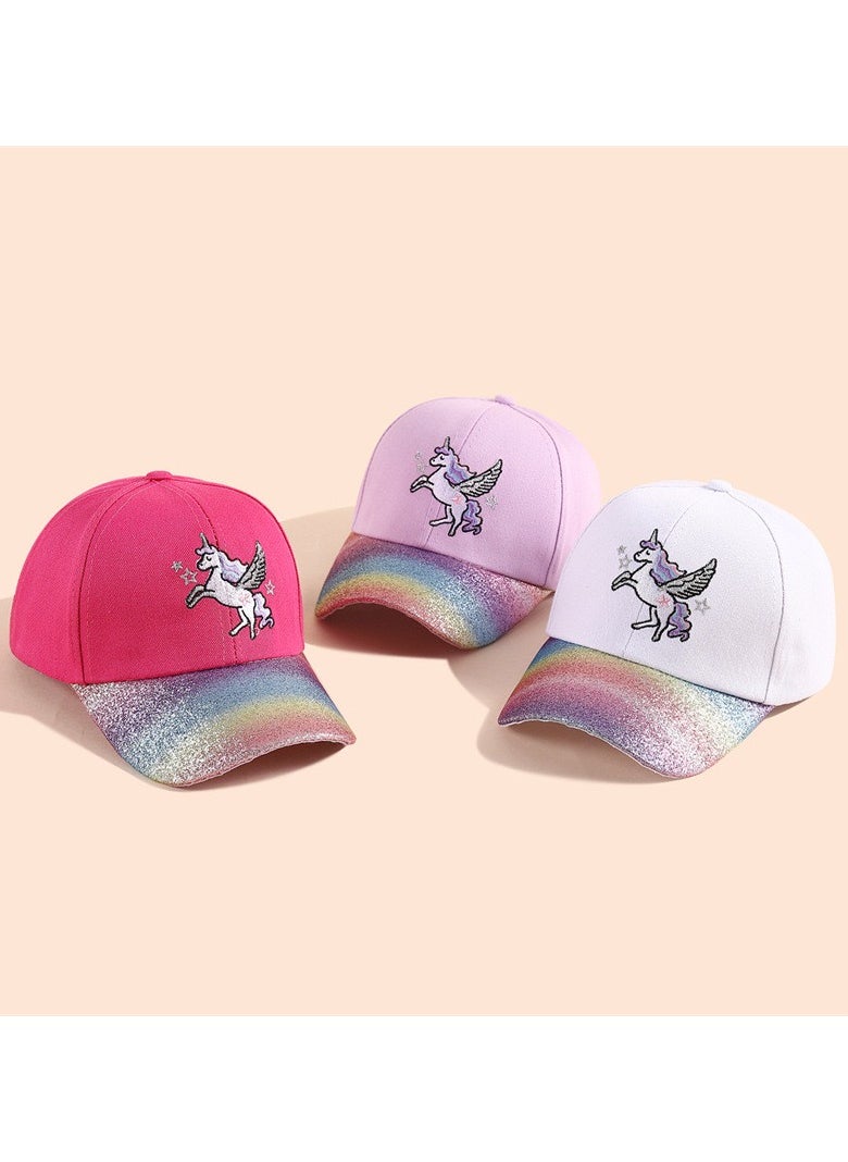 The Girl Cap - The Girl Cap durable cotton Kids Cap, Unicorn Kids Caps are Perfect for Beach, Travelling and Outdoor activities | Rainbow design Easy to match with Different Clothing Styles, Purple - Image 1