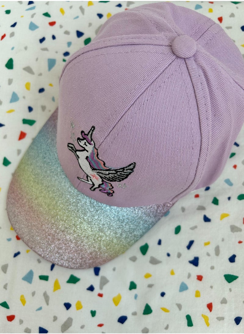 The Girl Cap - The Girl Cap durable cotton Kids Cap, Unicorn Kids Caps are Perfect for Beach, Travelling and Outdoor activities | Rainbow design Easy to match with Different Clothing Styles, Purple - Image 1