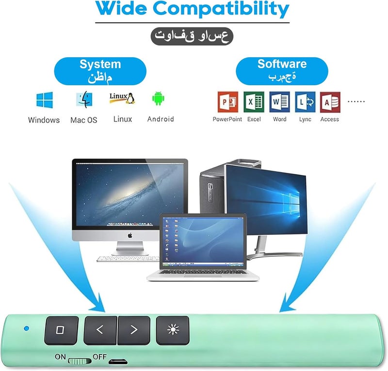 جهاز التحكم عن بعد اللاسلكي للعروض التقديمية، 2.4GHz USB مع مؤشر ليزر أحمر ووظيفة الروابط التشعبية والتحكم في الصفحات ومستوى الصوت، أداة النقر للعروض التقديمية لأجهزة Mac/PC/Laptop/Keynote/PPT - Image 2