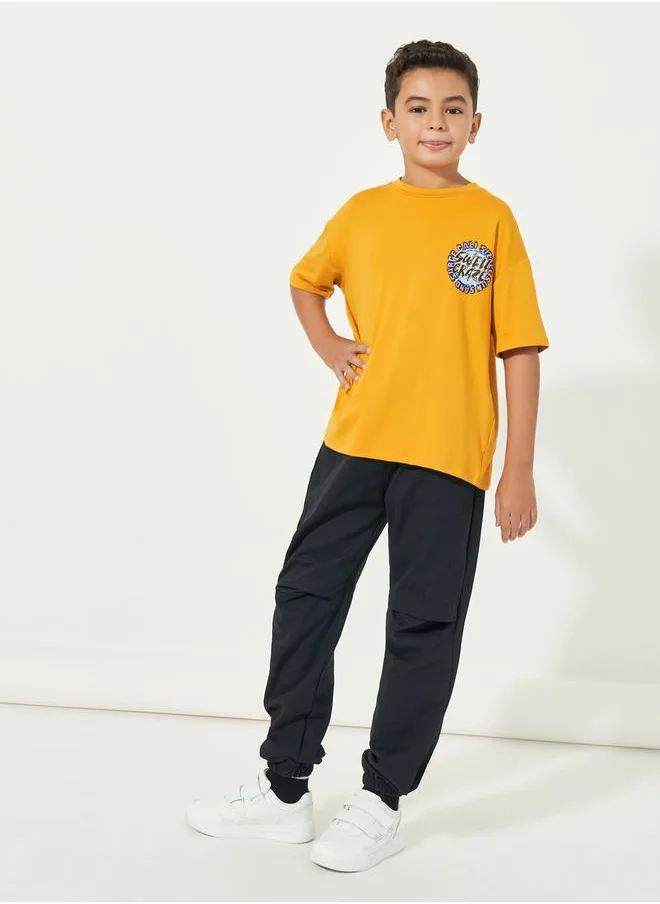 Styli Elasticated Waistband Slant Pockets Front Cuffed Pant