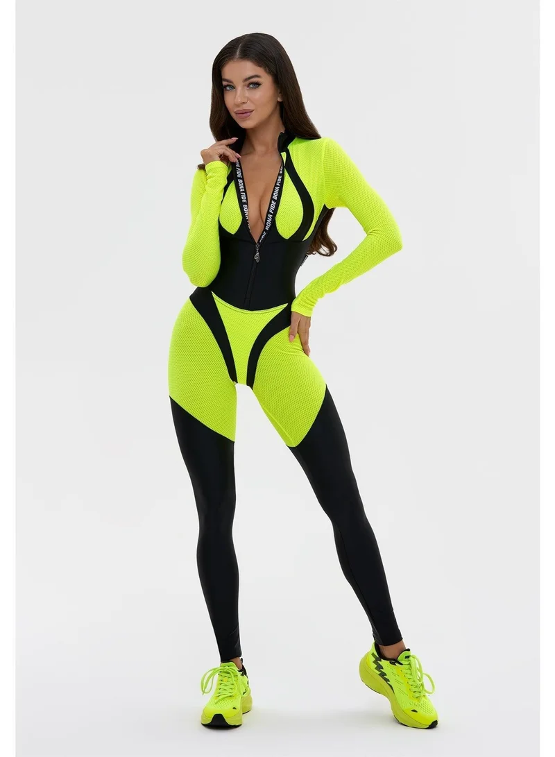 Bona Fide Mistress Yellow Neon Mistress Gym Jumpsuit for Women for Women | Best Price UAE