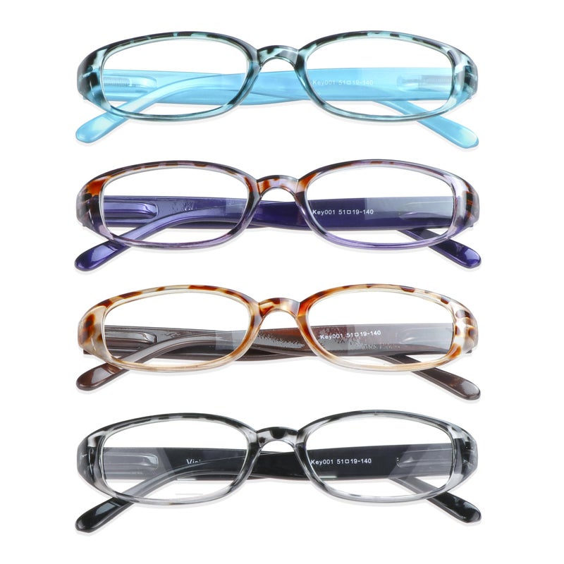 VisionGlobal 4 Pairs Reading Glasses with Spring Hinge, Blue Light Blocking Glasses for Women/Men (4 Color,+2.50 Magnification) - Image 1