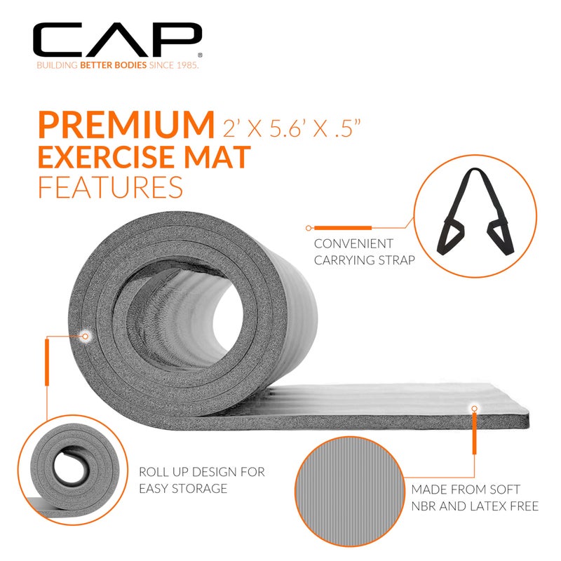 CAP Barbell High Density Exercise Yoga Mat with strap, 68"x24"x 1/2" - Sage Green - Image 3
