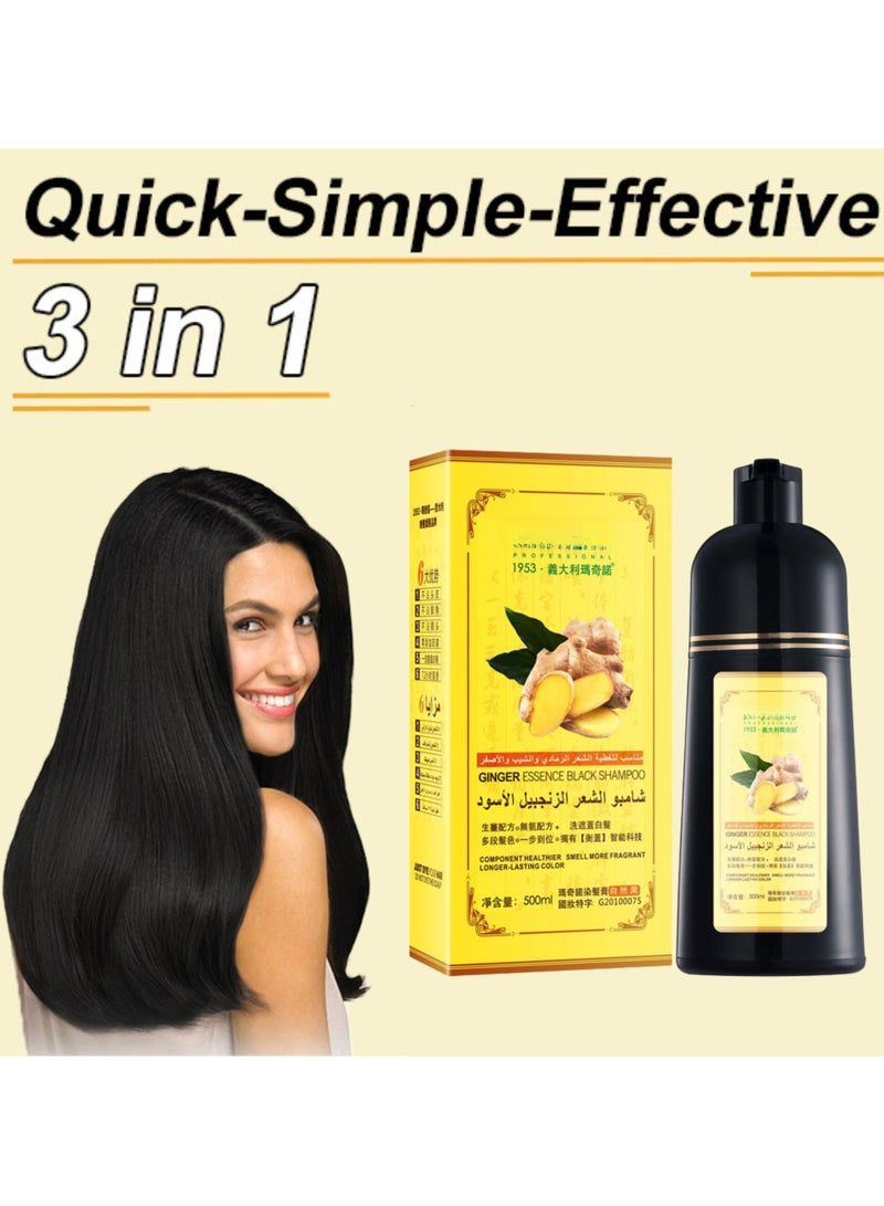 Mokeru Professional 2pcs Mokeru Hair Shampoo 500ML, Natural Ginger Hair Color Shampoo Turn Gray to Black In Minutes, Mokeru Hair Color Shampoo Black Women, No Hair Damage Ammonia Free Hair Color For Men, Hair Dye Shampoo - Image 5