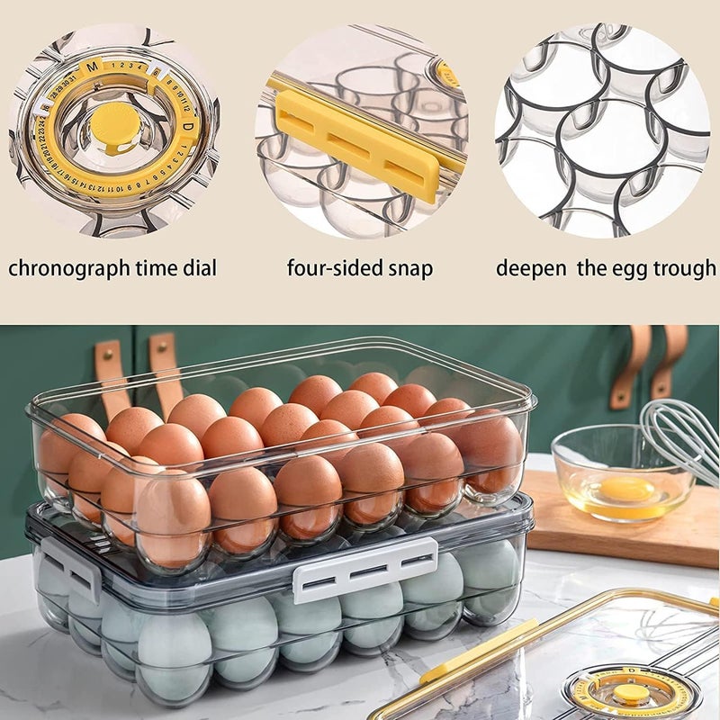 kesig 18 Grid Egg Box With Sealed Lid Plastic Egg Holder For Refrigerator Storage Stackable Egg Tray Container With Time Record Keep Fresh Kitchen Organizer pack of 1 - Image 4