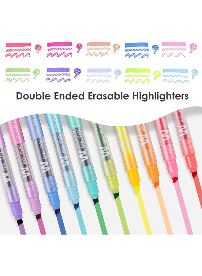 MXN 10 Pcs Dual Tip Erasable Highlighters No Bleeding Erasable Markers - Smooth Writing Chisel Tip Highlighter Markers, Home School Organization Supplies for Kids Classroom, Office Calendar - Image 2