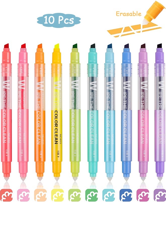 MXN 10 Pcs Dual Tip Erasable Highlighters No Bleeding Erasable Markers - Smooth Writing Chisel Tip Highlighter Markers, Home School Organization Supplies for Kids Classroom, Office Calendar - Image 1