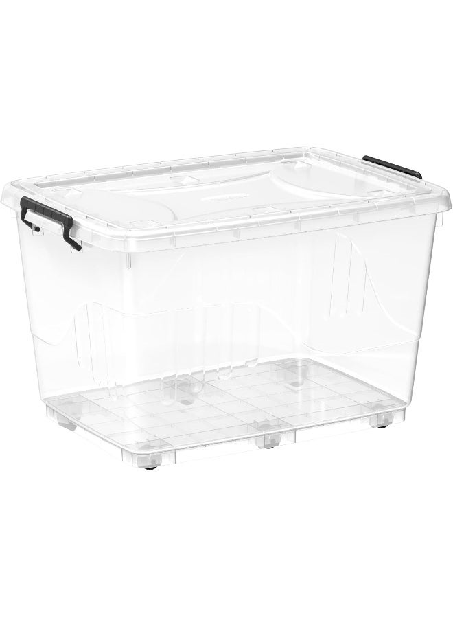 Cosmoplast صندوق تخزين بلاستيكي شفاف سعة 132 لتر مع عجلات وغطاء قابل للقفل (عبوة من 3) - Image 5