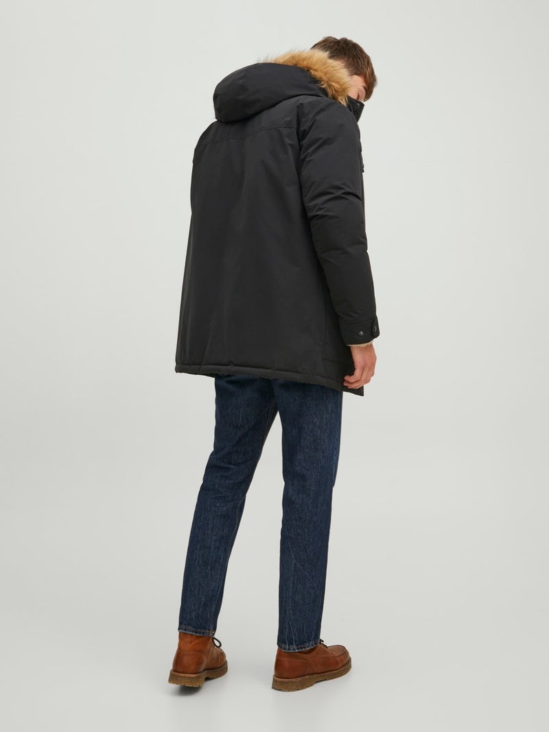 Jack Jones Jjwınner Parka Fur Black Men's Coat 12211948-Black - Image 2