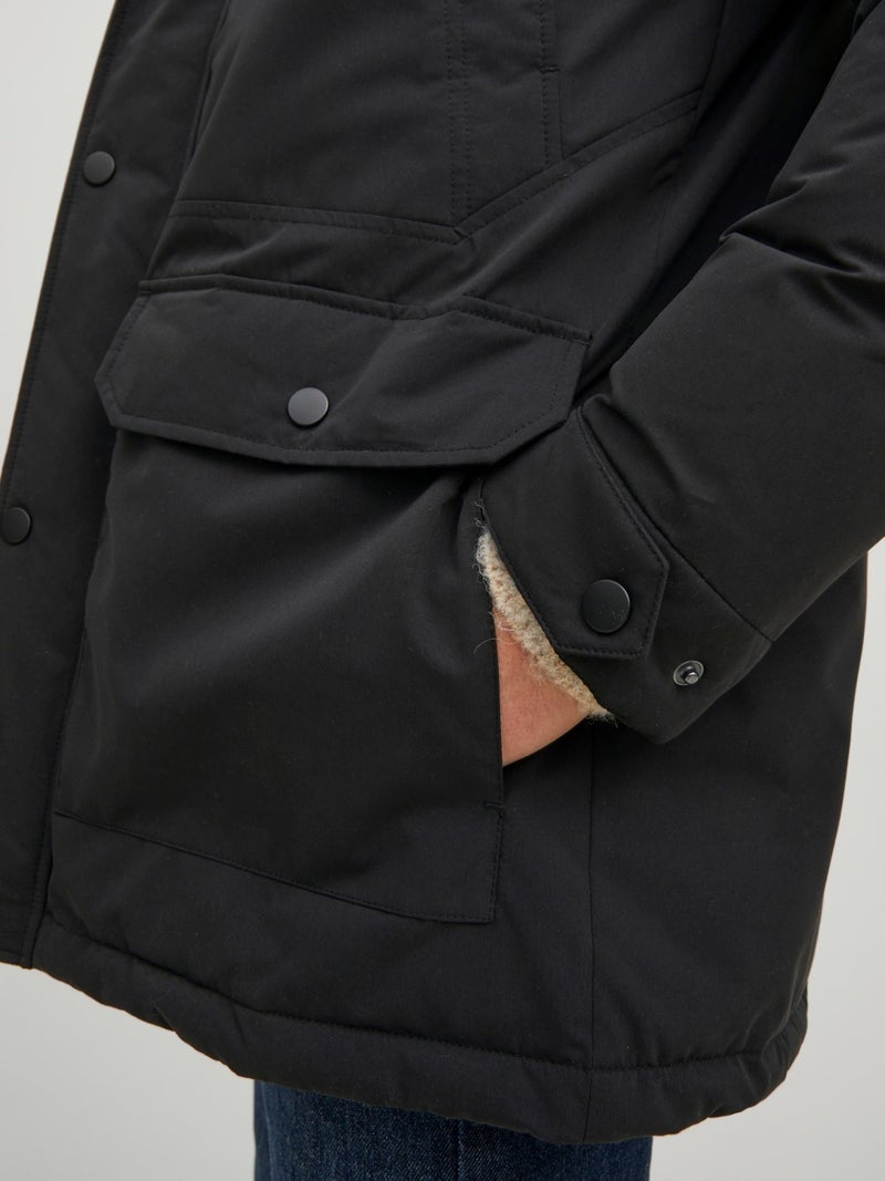 Jack Jones Jjwınner Parka Fur Black Men's Coat 12211948-Black - Image 4
