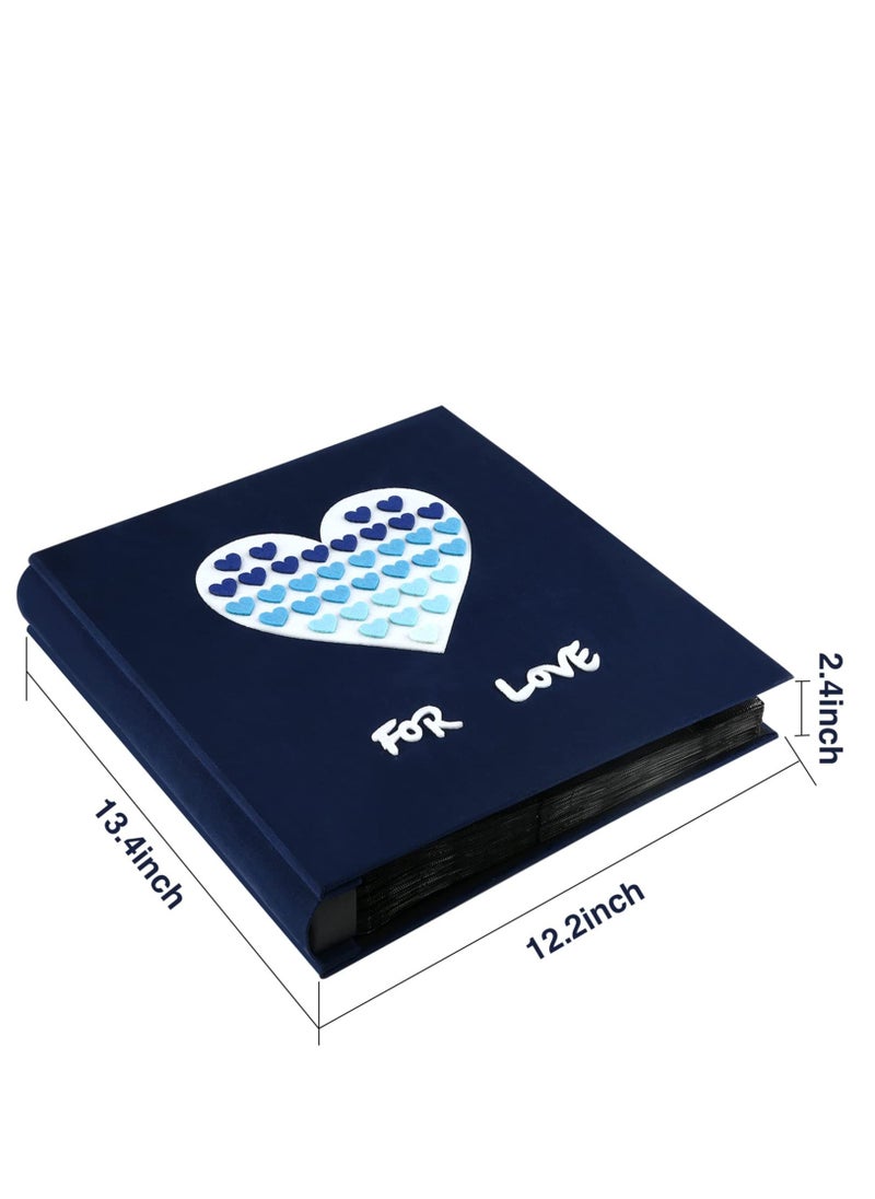 Generic - Baby Photo Album 4x6 600 Photos, 4x6 Photo Albums, Fabric Cover Photo Albums 4x6, Large Capacity Picture Albums, Family Photo Album, Large Cute Photo Album (600 Photos, Heart Blue) - Image 1