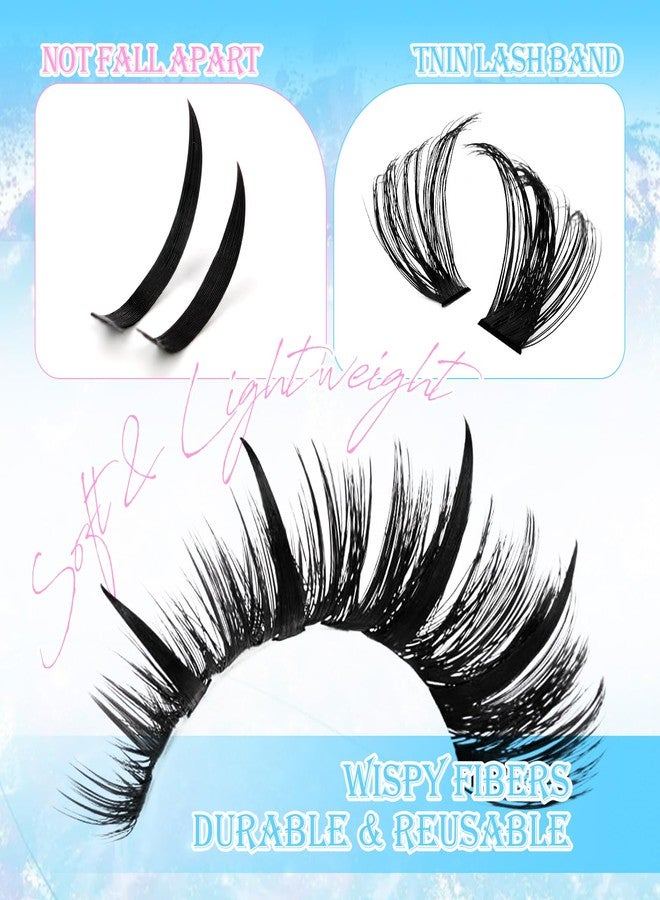 AuReve Lash Clusters Spikes Eyelash Clusters with Spiky Cluster 14-20mm Fluffy Volume 80D 100D Individual Lashes Lash Extensions Wispy D Curl Manga Natural Cluster Anime Eyelash Extensions - Image 3
