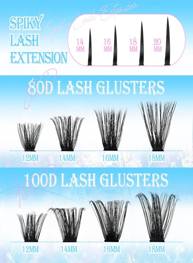 AuReve Lash Clusters Spikes Eyelash Clusters with Spiky Cluster 14-20mm Fluffy Volume 80D 100D Individual Lashes Lash Extensions Wispy D Curl Manga Natural Cluster Anime Eyelash Extensions - Image 4