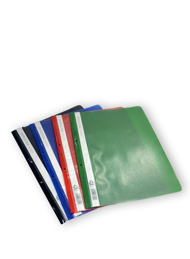 Libra A4 Office File Clear Front Report Covers Project File with Fasteners for School Office Report File Matte Materials with Side Pocket Blue Color Office organiser Document Organiser-12pc/Pack - Image 2