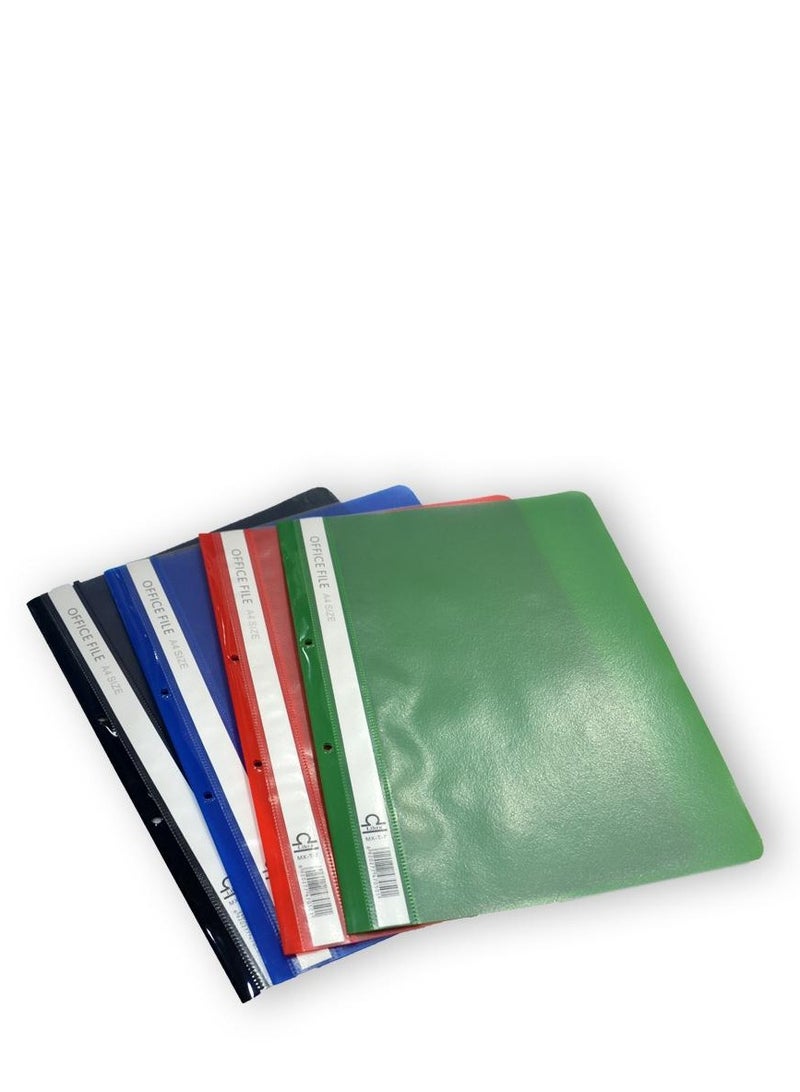 Libra A4 Office File Clear Front Report Covers Project File with Fasteners for School Office Report File Matte Materials with Side Pocket Blue Color Office organiser Document Organiser-12pc/Pack - Image 1