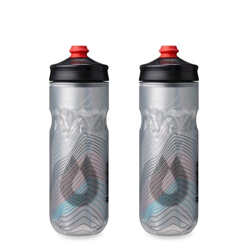 HydraPak | Polar Bottle - Polar Surge Insulated Bike Water Bottle 2-Pack - High Flow, Cycling & Sports Squeeze Bottle (Ascent Silver, 600ml / 20oz) - Image 1