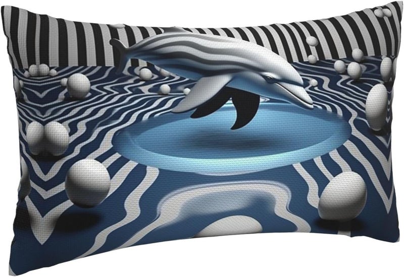 Dolphin Swimming Elegant and Unique Pillow Covers, with Full-Width Double-Sided Print, Perfect for Home Decor and Gifts 12"x20" - Image 2