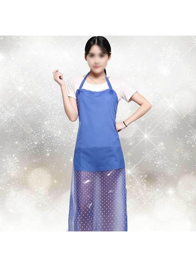 Waterproof Cooking Apron (12-Piece Set): An oil-resistant kitchen apron designed for household cooking and cleaning tasks; made from acid- and alkali-resistant plastic to provide protection for the wearer. Color: Blue. - Image 1
