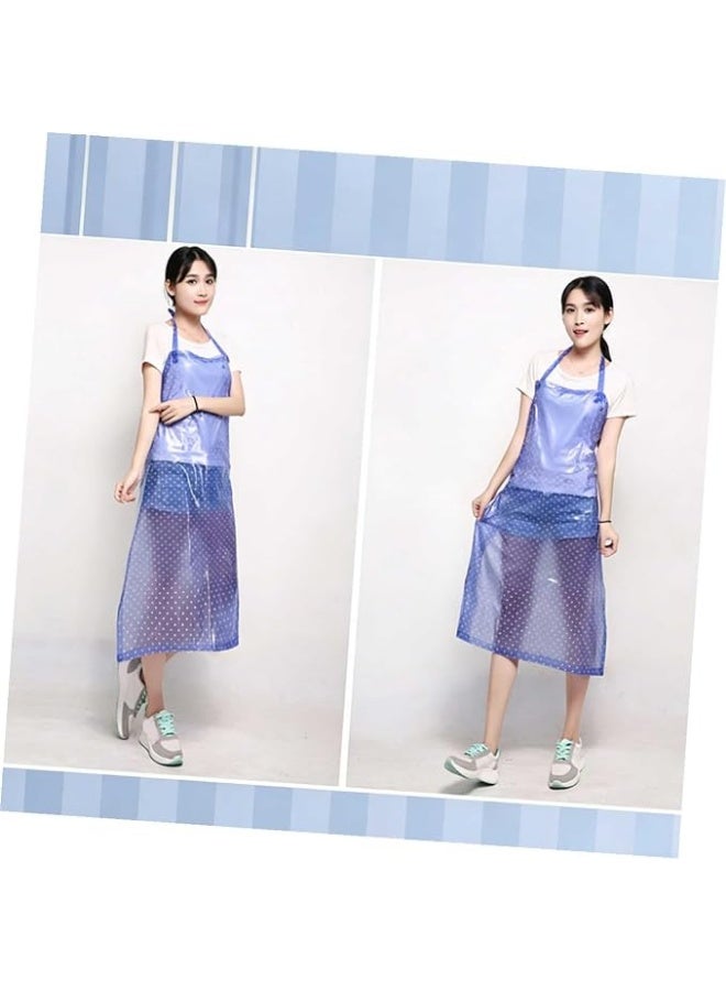 Waterproof Cooking Apron (12-Piece Set): An oil-resistant kitchen apron designed for household cooking and cleaning tasks; made from acid- and alkali-resistant plastic to provide protection for the wearer. Color: Blue. - Image 4