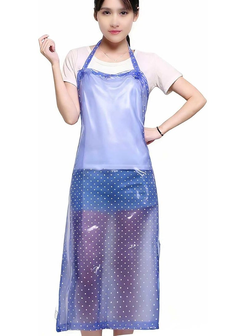 Waterproof Cooking Apron (12-Piece Set): An oil-resistant kitchen apron designed for household cooking and cleaning tasks; made from acid- and alkali-resistant plastic to provide protection for the wearer. Color: Blue. - Image 5
