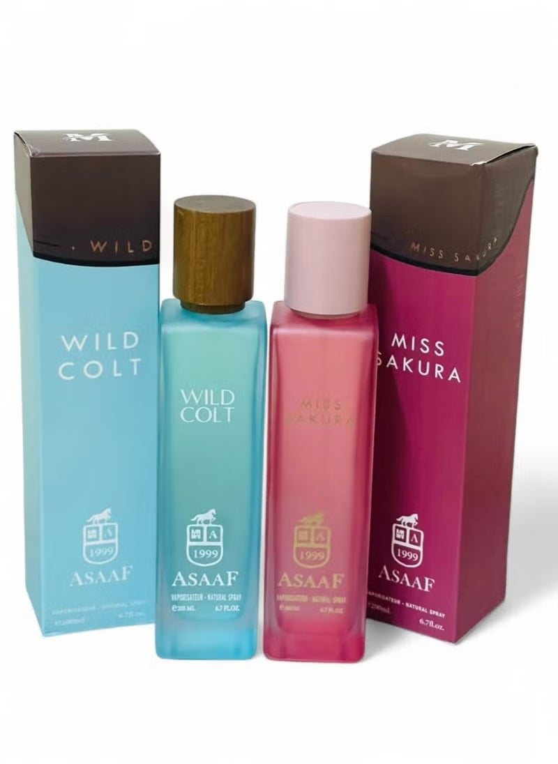 ASSAF MISS SAKURA 200ML AND WILD COLT EDP 200ML 